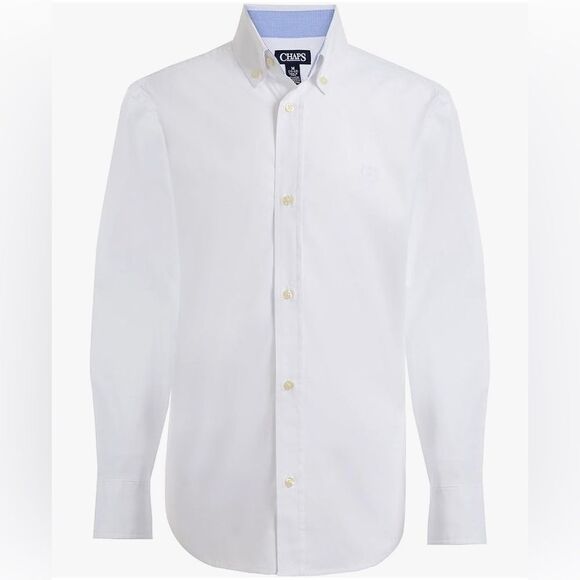 NWT Chaps Boys' White Long Sleeve Solid Button-Down Woven Shirt Size 7 - Picture 1 of 12